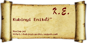 Kubinyi Enikő névjegykártya
