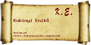 Kubinyi Enikő névjegykártya